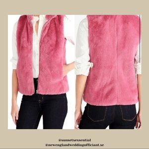 J. Crew Faux Pink Fur Vest Plush Fleece Excursion Vest Item E1535 XS